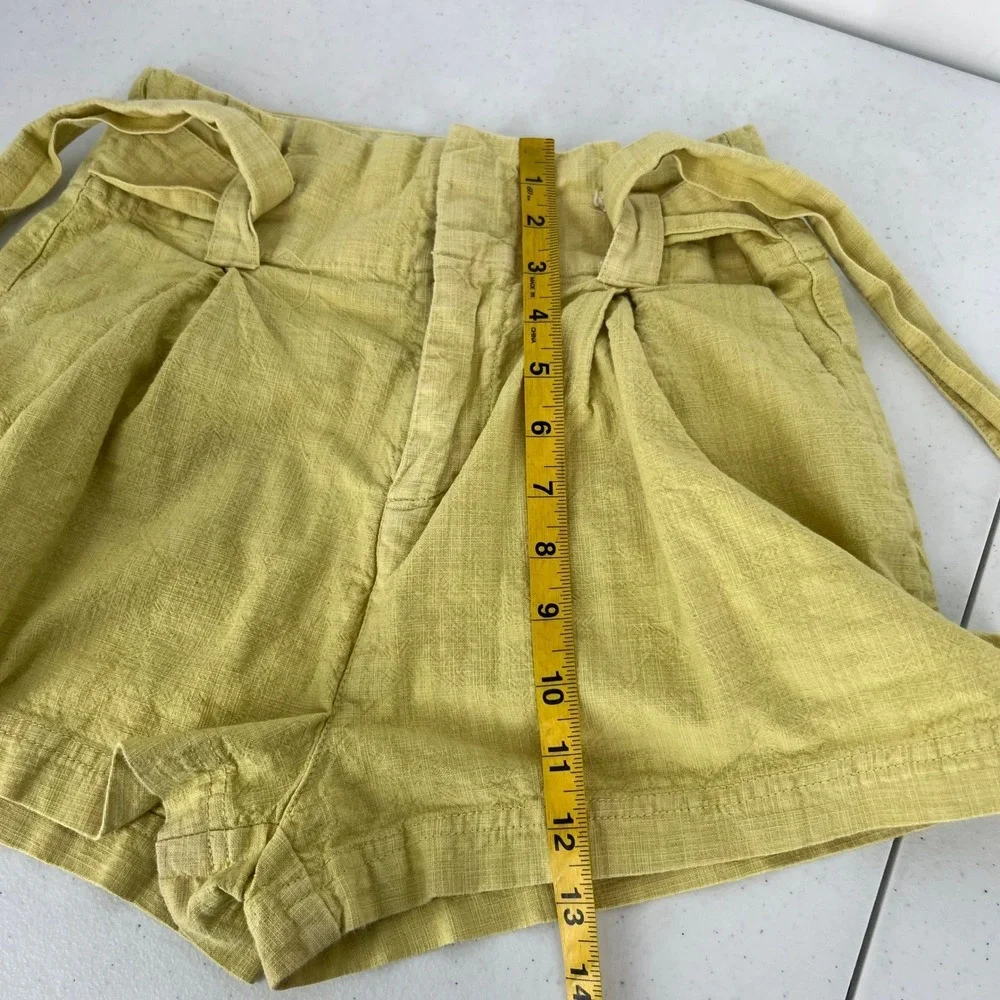 Free People Yellow Paperbag Shorts 0 High Rise Belted Boho Coastal‎ Summer